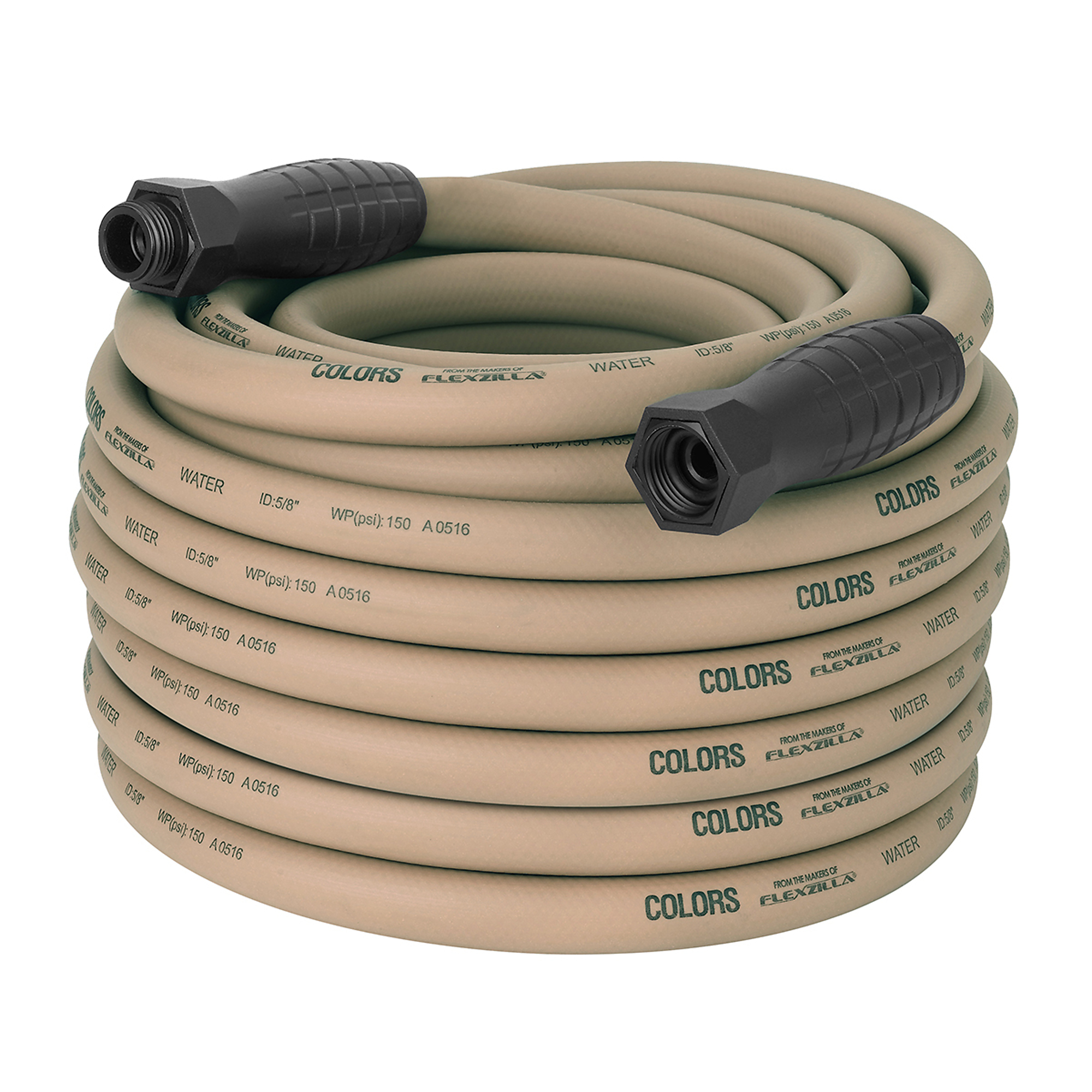 Legacy Flexzilla Colors Garden Hose, 5/8in. x 100ft., 150 PSI Max, SwivelGrip, Brown Mulch, Model# HFZC5100BRS-E